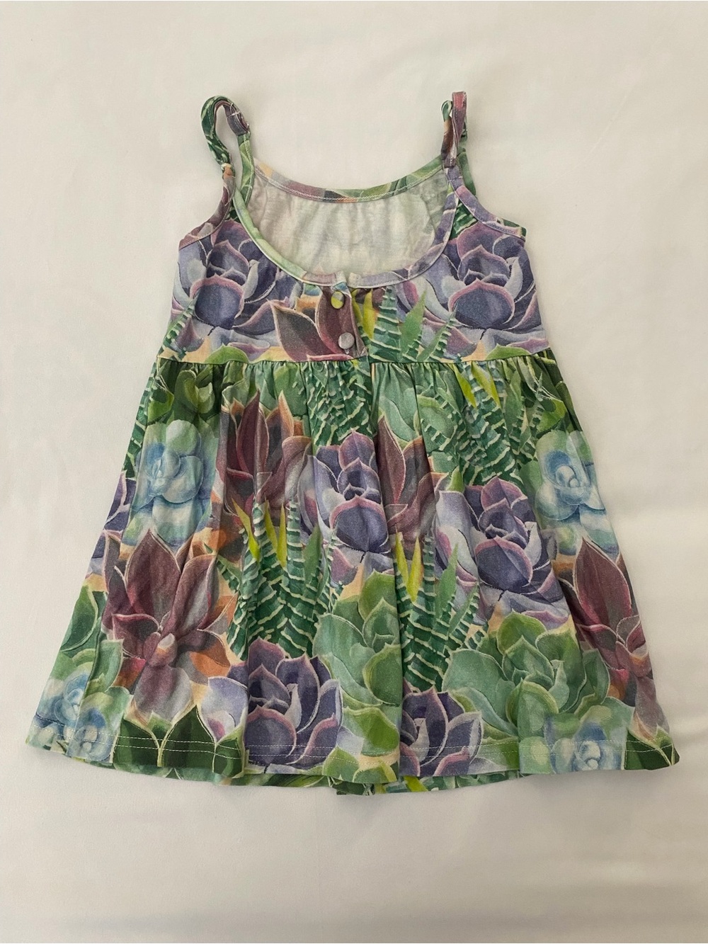 Girls Succulent Floral Sundress Size 3T Spaghetti Strap